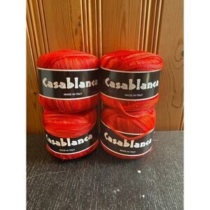 Lot of 4 Casablanca Yarn Red Nylon Ribbon Yarn